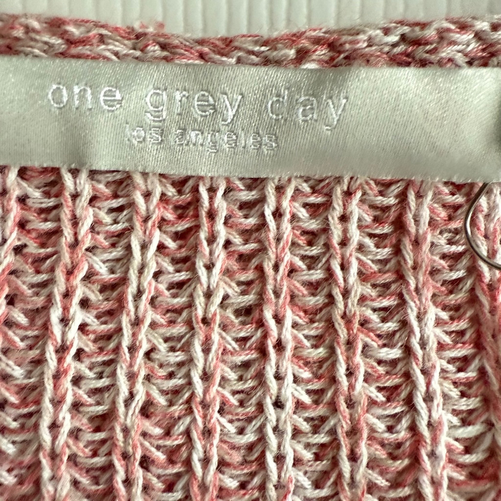 One Grey Day Linen Savvy Pink Knit Hooded Duster Size S, $295 - Picture 4 of 9